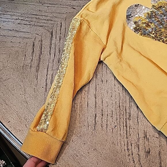 Sequin heart hooded sweater yellow size 4 DKNY - Picture 2 of 9
